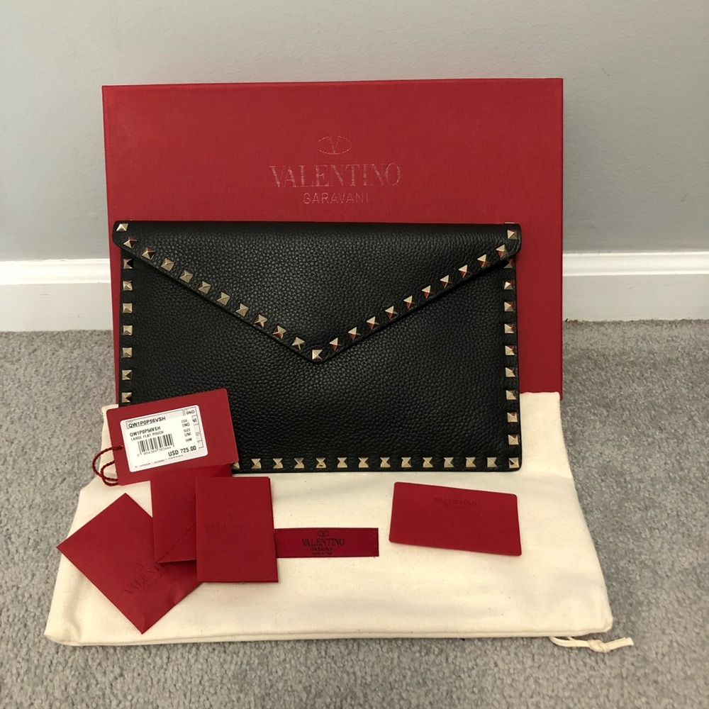 Valentino large rockstud leather pouch - Picture 1 of 6